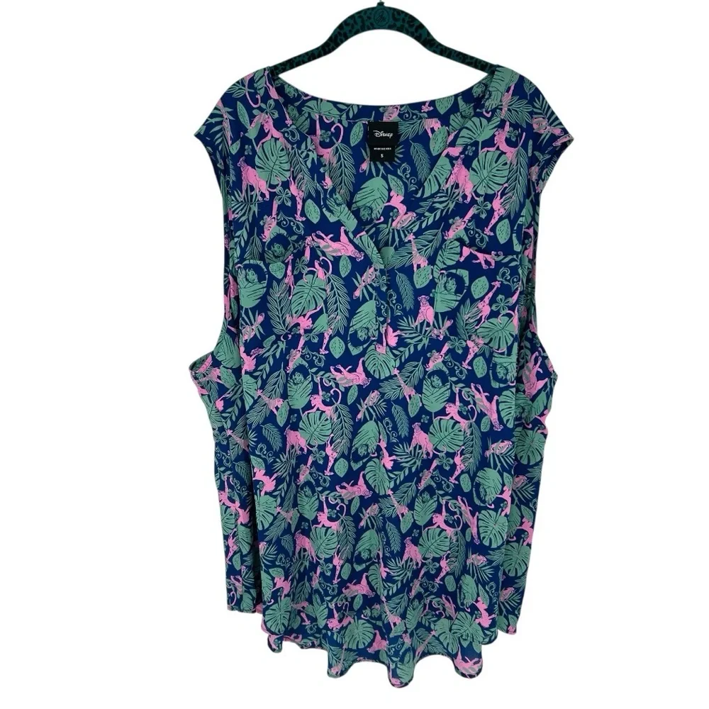 Torrid x Disney The Jungle Book Georgette All Over Print Sleeveless Blouse Tank - Picture 2 of 11